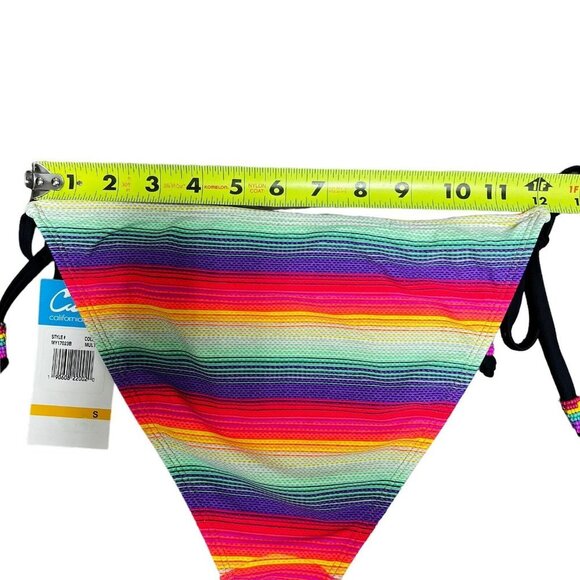 NWT California Waves String Bikini Bottoms Small Jrs Multicolor Beaded Side Ties - Picture 8 of 16